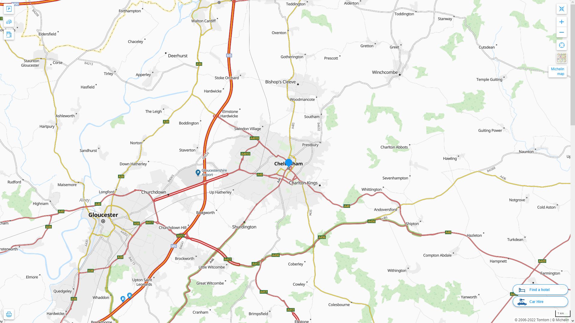 Cheltenham Royaume Uni Autoroute et carte routiere